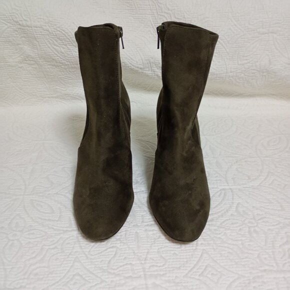 Aldo Womens Boots Suede Ankle Size 8 With Zipper Closure Olive Green High Heels - Picture 2 of 12